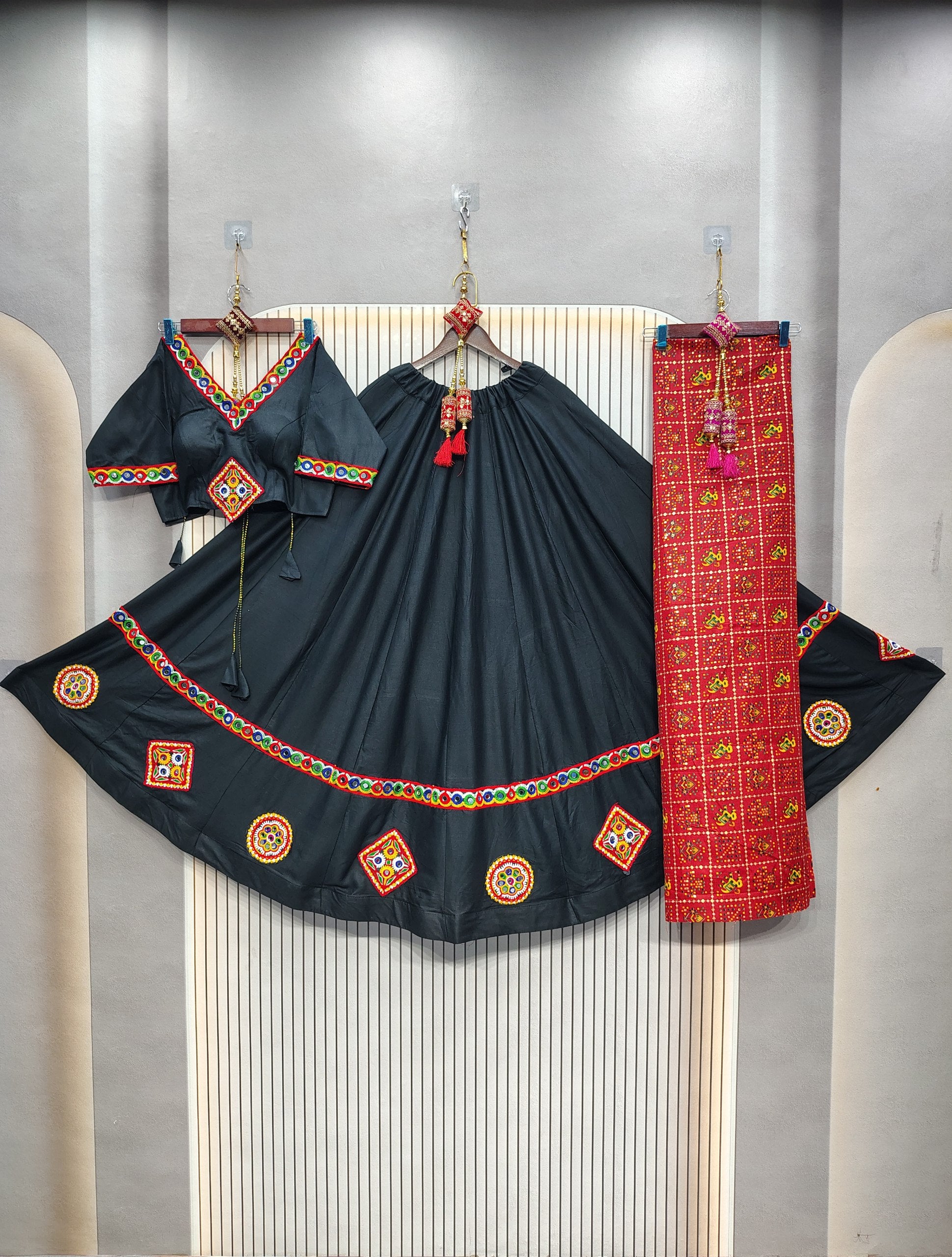 Black Traditional Embroidered Chaniya Choli Set
