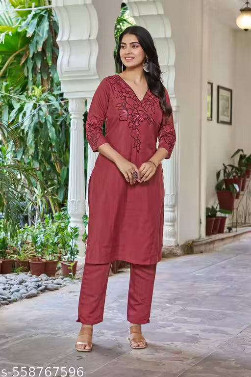 Women’s Embroidered Kurta Set with Dupatta