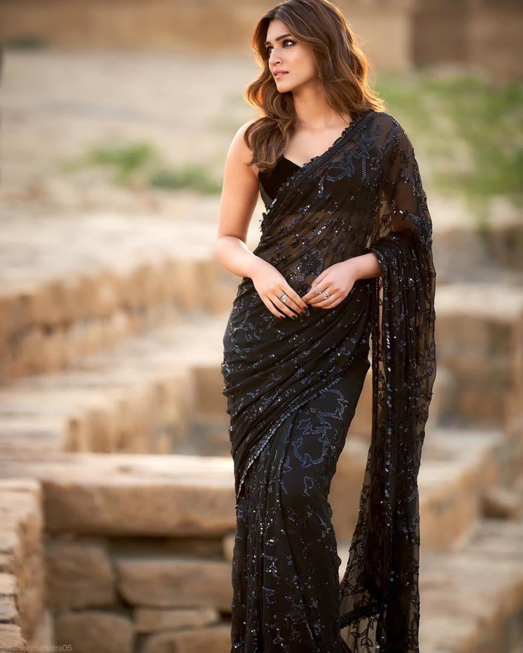 BLACK SEQUIN'S GEORGETTE SAREE