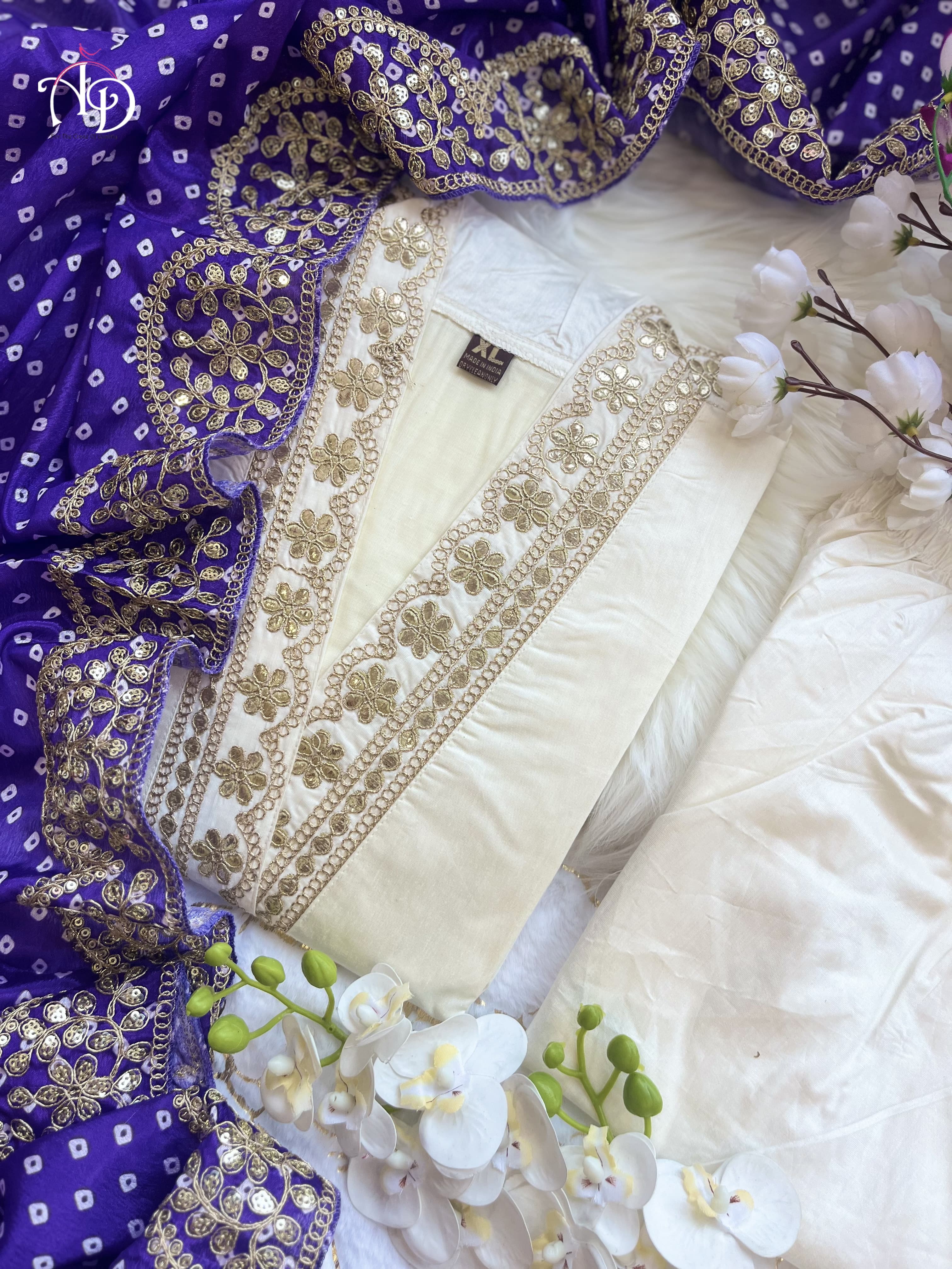 PURPLE BANDHANI GOTA PATTI SUIT